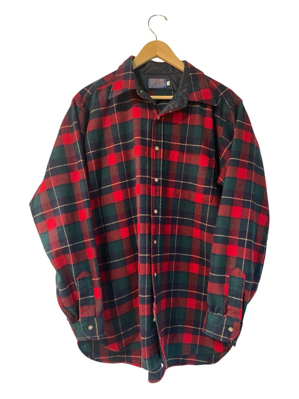 Vintage Pendleton Red, Green & Navy Wool Plaid Shirt Jacket
